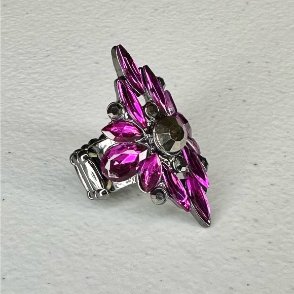 Vtg Stand Back Ring Purple Glass Art - Picture 2 of 4